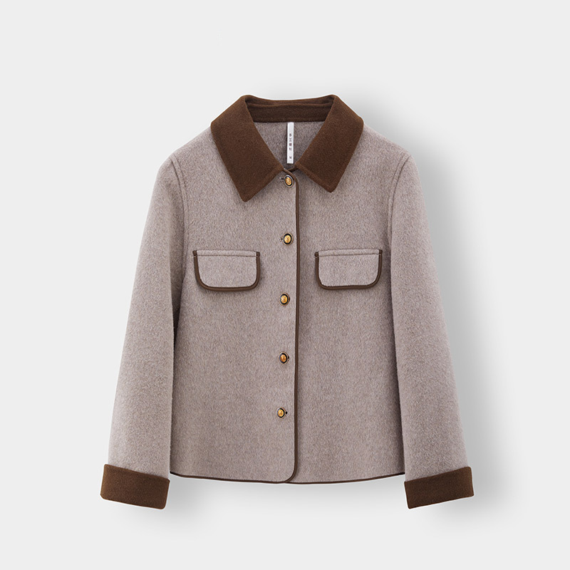 Contrast Color Lapels Sweet Style Short Double-sided