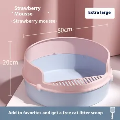 Anti-splash Semi Closed Litter Box - Extra Large Strawberry Mousse - View 1