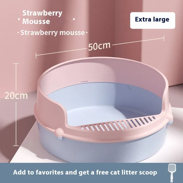Anti splash Semi Closed Litter Box Extra Large Strawberry Mousse - Shop at LoveMi