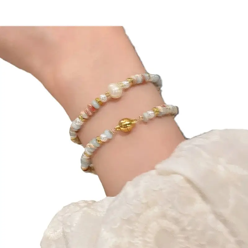 Natural Pearl Shoushan Stone Colorful Beaded Bracelet