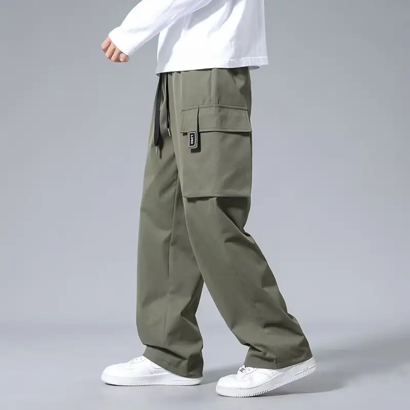 Large Loose Pockets Drawstring Boys Straight Cargo