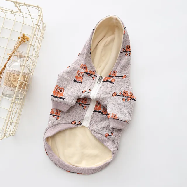Casual Pet Clothes Dog Pattern Sweater Zipper Coat Pink - Shop at LoveMi