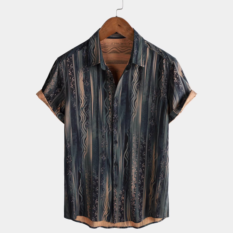 Men's Lapel Short-Sleeved Loose-Fitting Shirt
