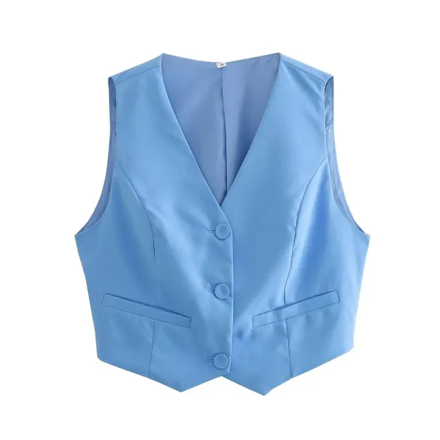 Women's Sky Blue Vest Skirt Two piece Suit Blue - Shop at LoveMi