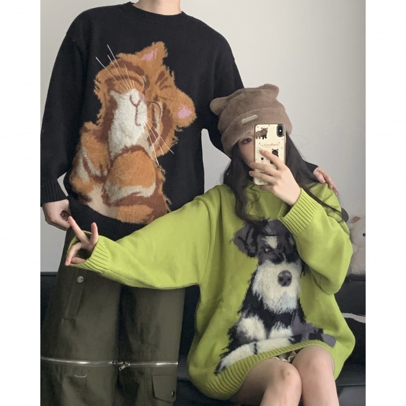 Autumn And Winter Plus Size Leisure Anti-aging Sense Puppy Cat Knitwear