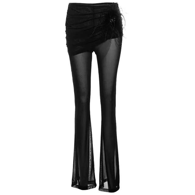 European And American Fashion Creative Street Shooting Hipster See through Sleeveless Pullover Jumpsuit Blouse And Pants Black Pants - Shop at LoveMi