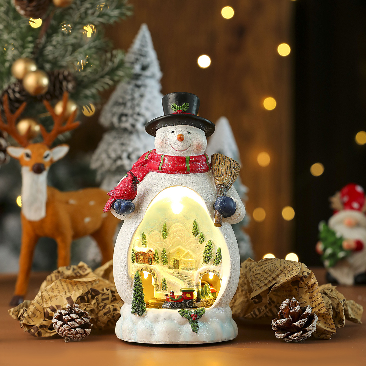 Christmas Resin Rotating LED Colored Lamp Ornaments - Image 2