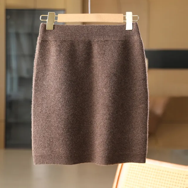 Women's Bags Body Little Short Dress Pure Wool Knit Skirt Mocha Color - Shop at LoveMi