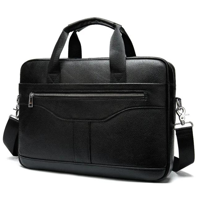 Vintage Business Office Handbag Men's Real leather Bag Briefcase Black - Shop at LoveMi