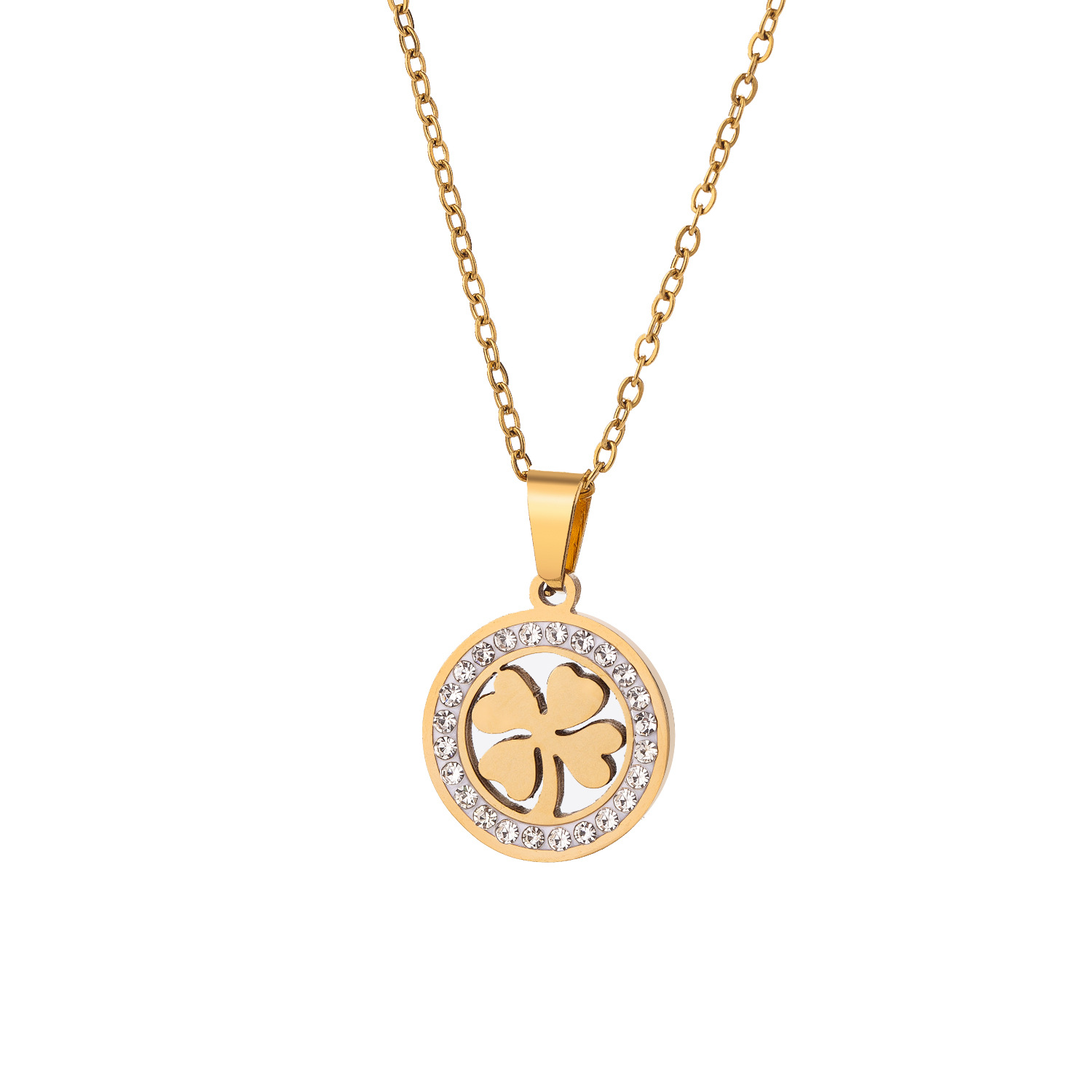 Round Hollow Titanium Steel Pendant Clavicle Chain