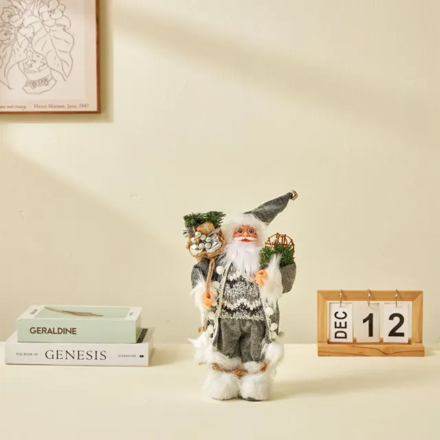 Striped Santa Claus Ornaments Nordic Style Silver Rudolf Doll 30Cm - Shop at LoveMi
