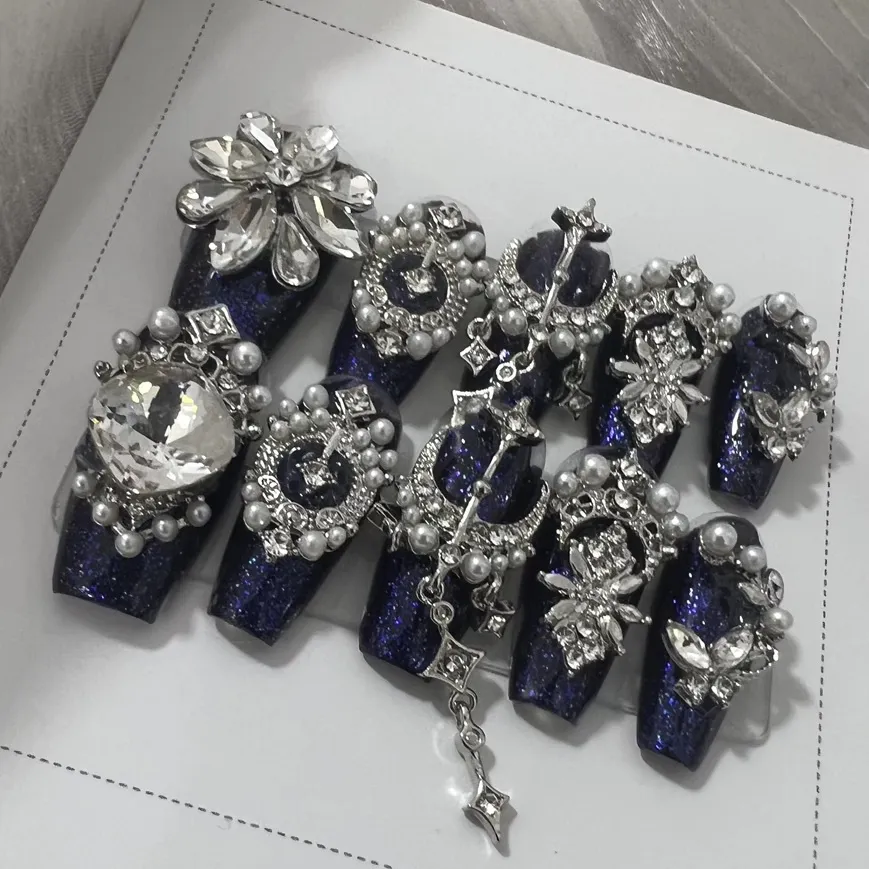 Temperament Finished Nail Beauty Handmade Wear Nail Customization Detachable - Rhinestone