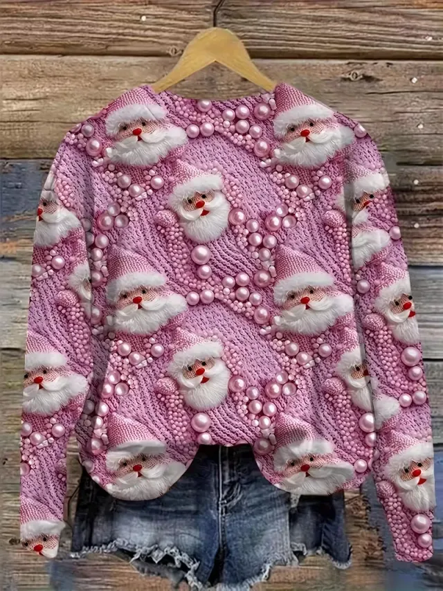 Women's Pullover Christmas Pattern Round Neck Sweatshirt Sdwy6 - Shop at LoveMi
