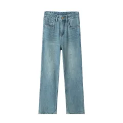 Fashionable Narrow Wide-leg Jeans For Women - Retro Blue Lengthened - View 1
