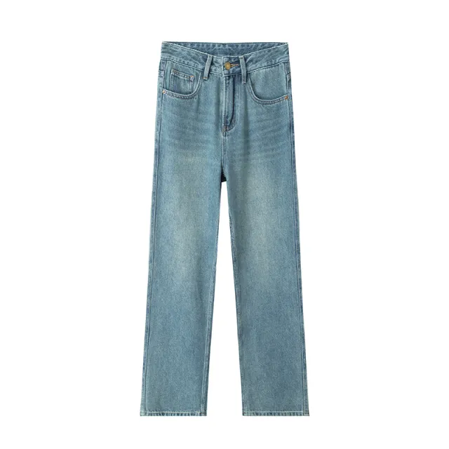 Fashionable Narrow Wide leg Jeans For Women Retro Blue Lengthened - Shop at LoveMi