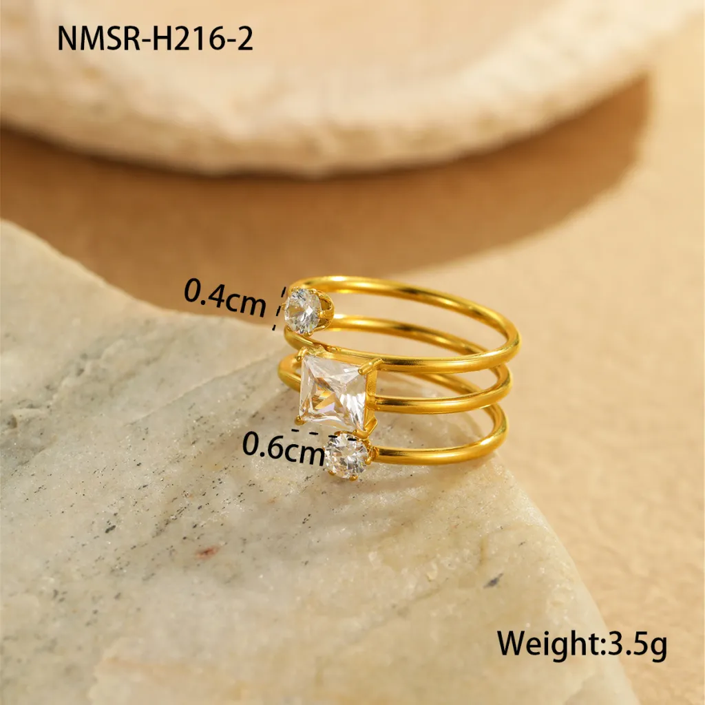 Special-interest Design Non-fading Inlaid Zircon Stainless Steel Ring - Nmsrh2162