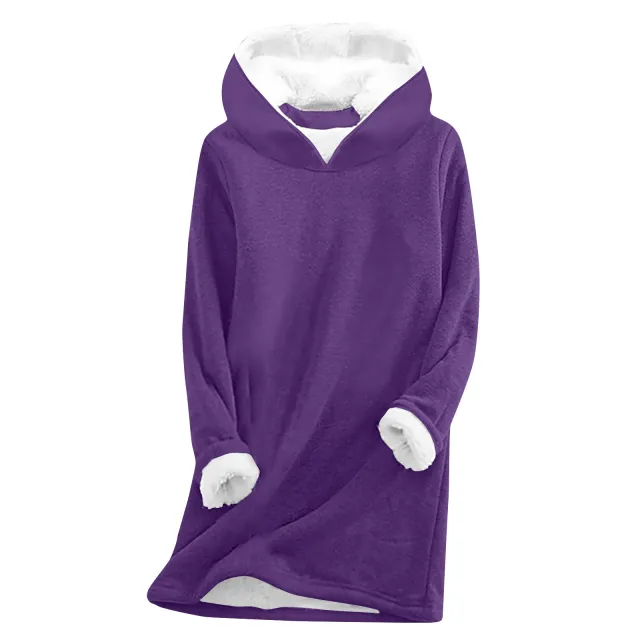 Long Sleeve Casual Thickening Fleece Sweatshirt Purple - Shop at LoveMi