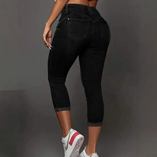 Womens Solid Color High Waist Bootcut Waist Cinching Denim Jeans Black - Shop at LoveMi