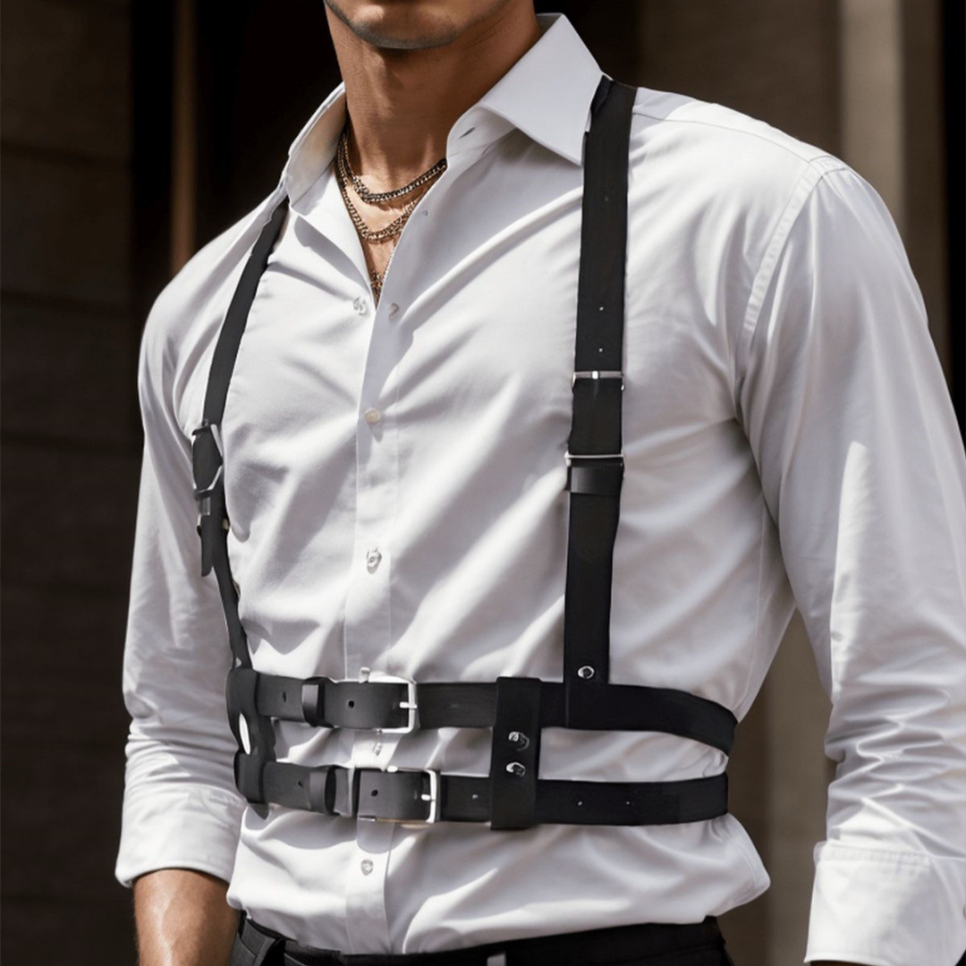 Men's Shirt Versatile Suspender Leather Chest Strap Shoulder Strap Lb547 - Shop at LoveMi