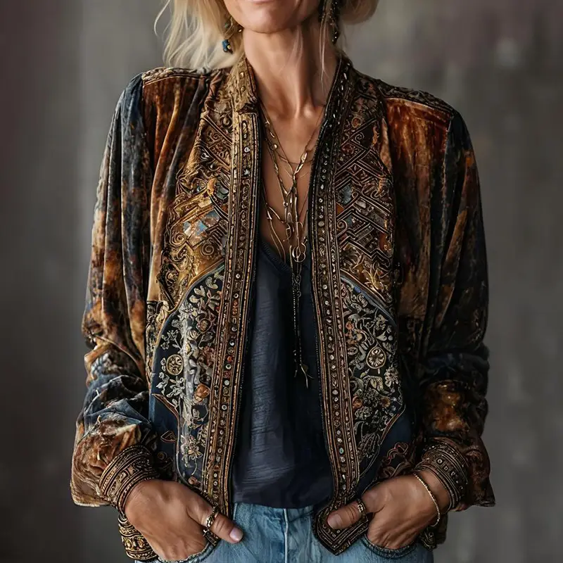 Bestseller Womens Retro Bohemian Long-sleeve Cardigan