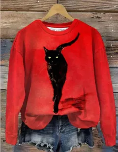 Printed Loose Round Neck Sweater For Women - Style 2-4Xl - View 1