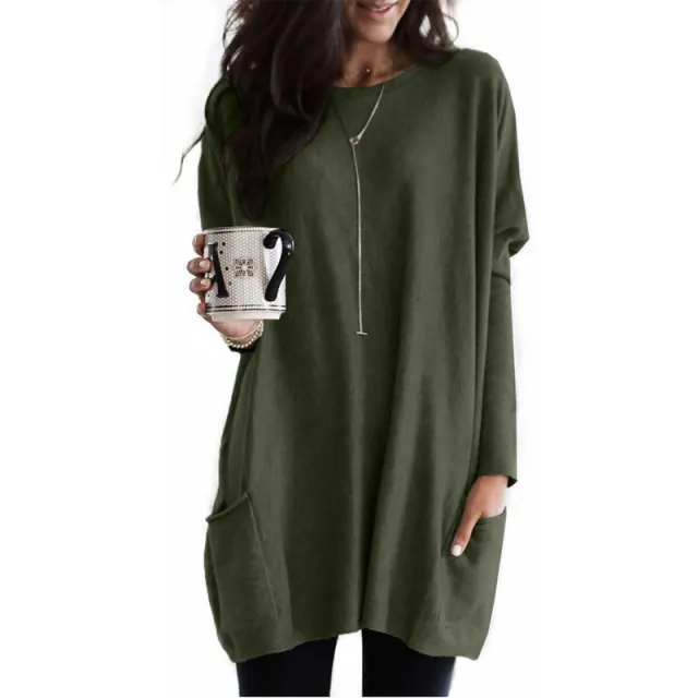New Autumn Long Sleeve Casual Pocket T shirt Top For Women Green - Shop at LoveMi