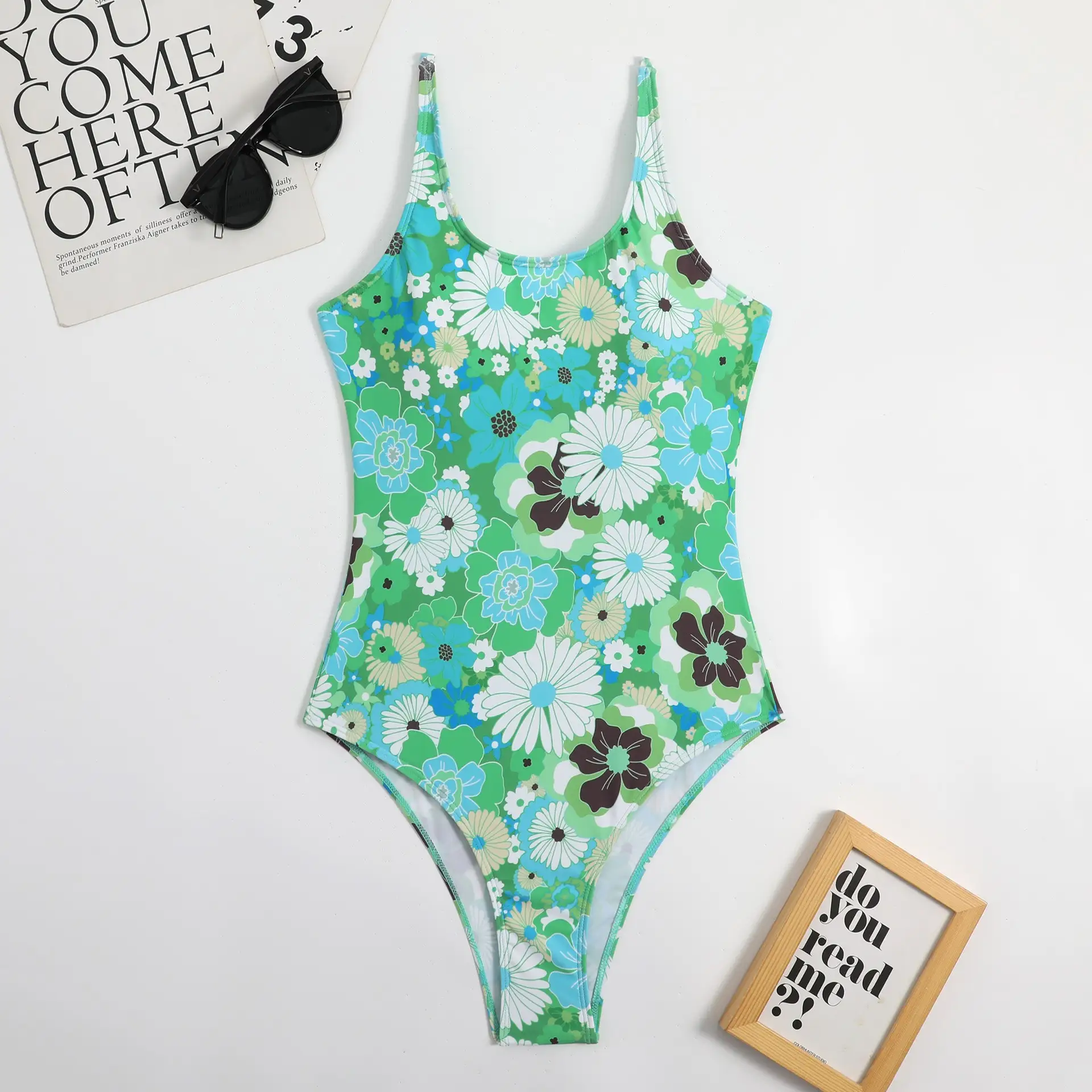 Sexy Print Backless Siamese Triangle Swimsuit