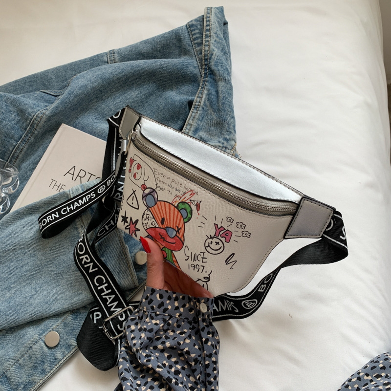 Casual Disco Bag Painted Graffiti Small Backpack Silver - Shop at LoveMi