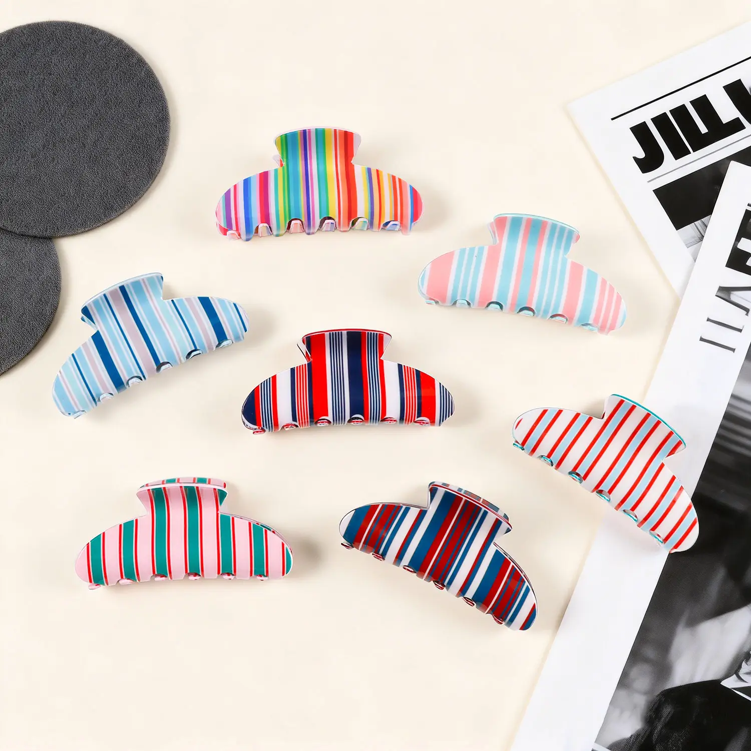 Colorful Striped Hair Clip Accessory