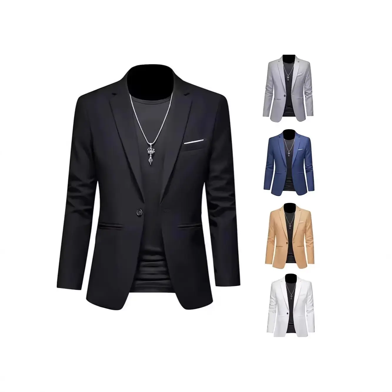 Mens Stylish Casual Solid-color Single-button Jacket
