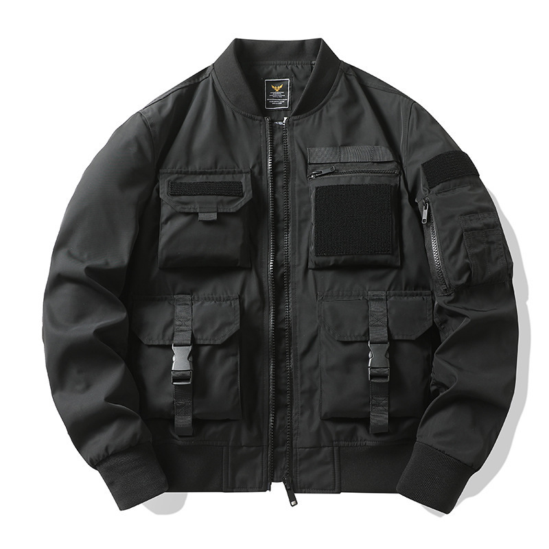 Retro Baseball-style Multi-pocket Work Jacket