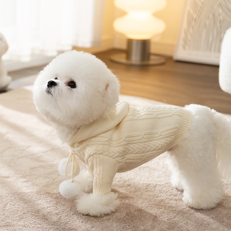 Beige Hooded Fur Ball