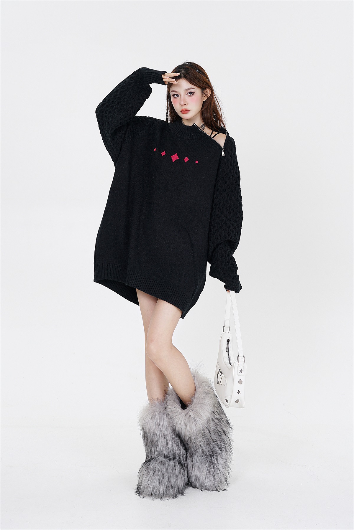 American Retro Simple Pullover Embroidered Sweater