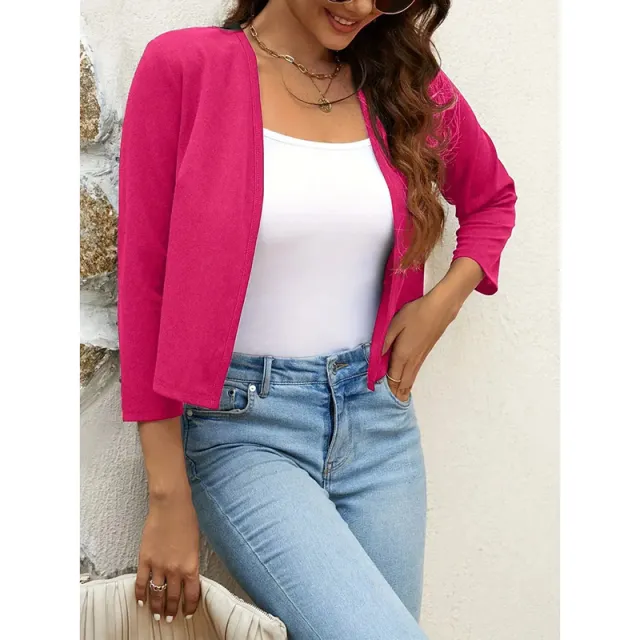 New Solid Color Cardigan Casual Long sleeved Sweater For Women Pink - Shop at LoveMi