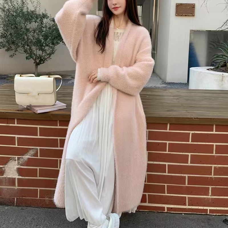 Lengthen And Thicken Long Sweater Coat Pink - Shop at LoveMi