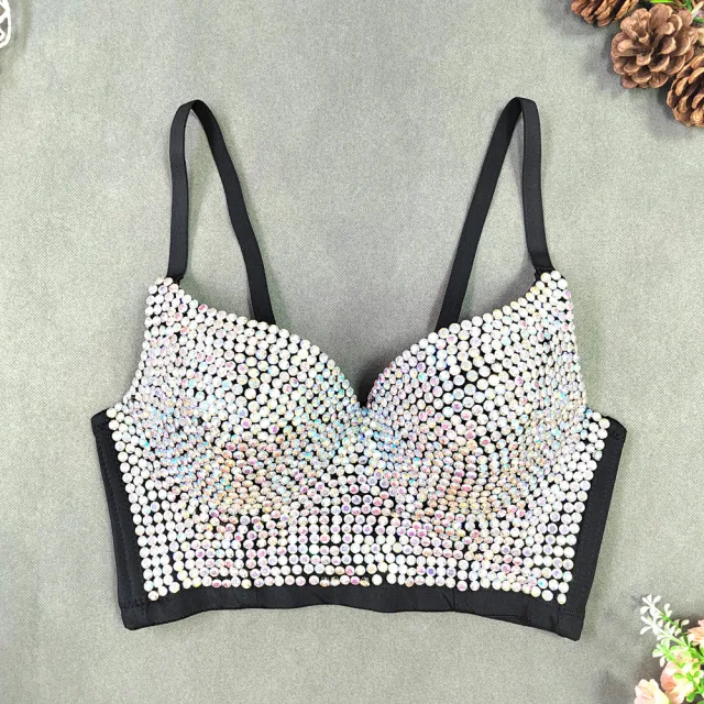 European And American Light Diamond Bra style V neck Sexy Vest Black - Shop at LoveMi
