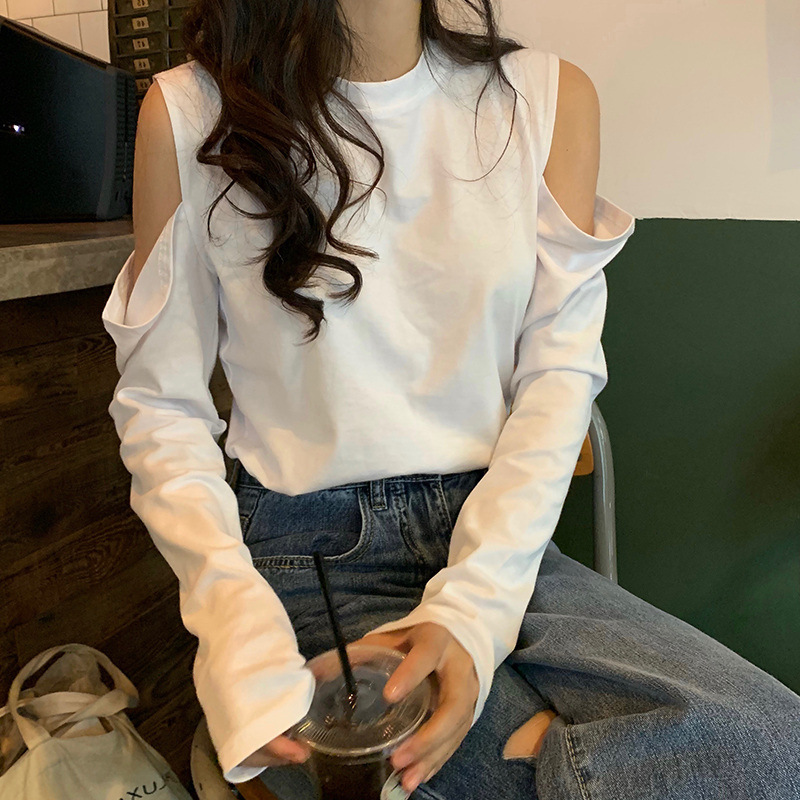 Niche, Designer-style Off-shoulder Long-sleeve T-shirt Womens Top