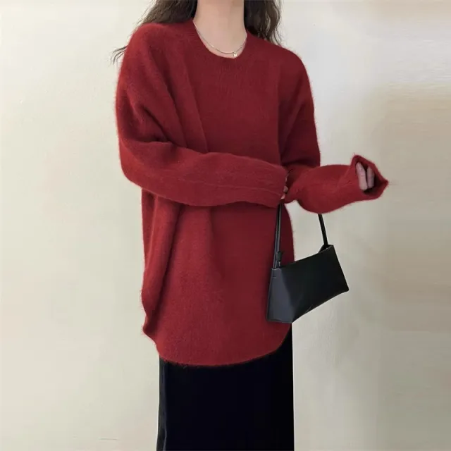 Loose fitting Oversized Sweater Women's Top Red - Shop at LoveMi