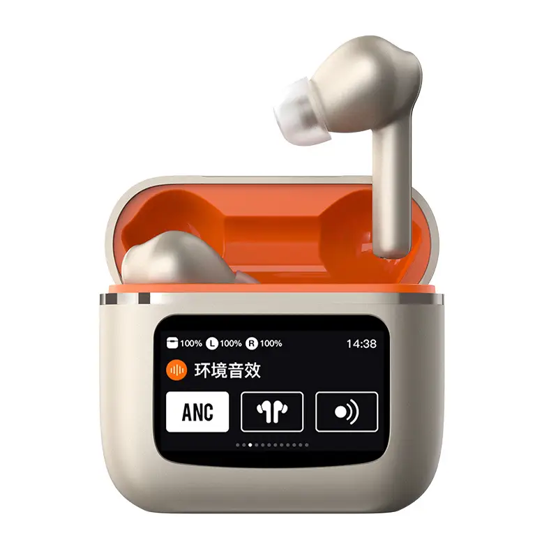 Touch Screen Wireless Noise Reduction In-ear Sports Game Bluetooth Headset — Gold T68