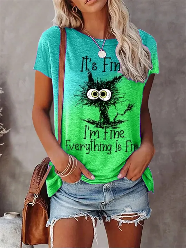 Women's 3D Animal Letter Print Loose Round Neck Tt03 Xxl - Shop at LoveMi