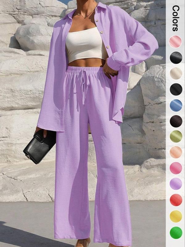 Women's Shirt With Trousers Fashionable And Elegant Ladies New Suit Violet L - Shop at LoveMi