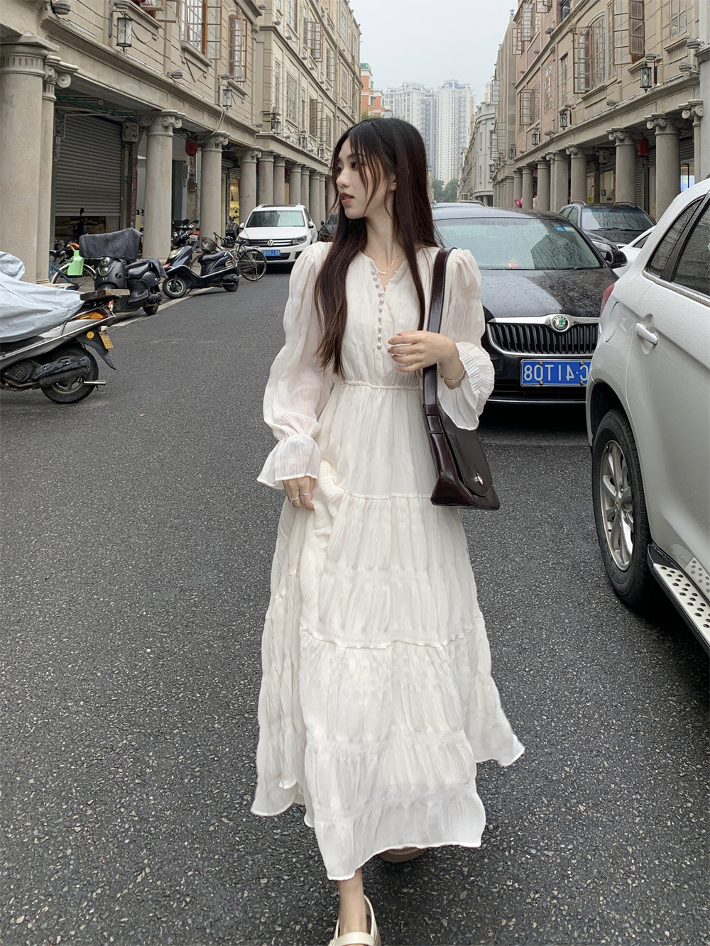 Platycodon Grandiflorum French Apricot Long Sleeve Dress Children