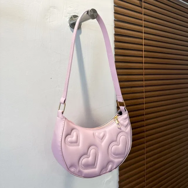 Women's Solid Color Love Embroidered Shoulder Bag Red - Shop at LoveMi