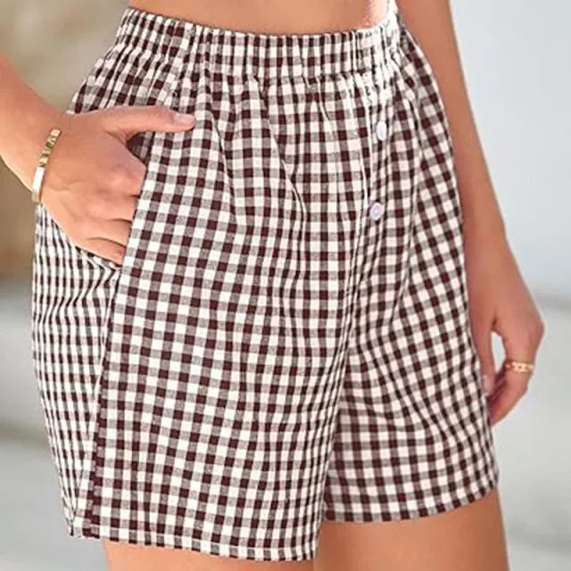 Holiday Women's Casual High Waist Loose Fashion Plaid Shorts Caramel Color Xl - Shop at LoveMi