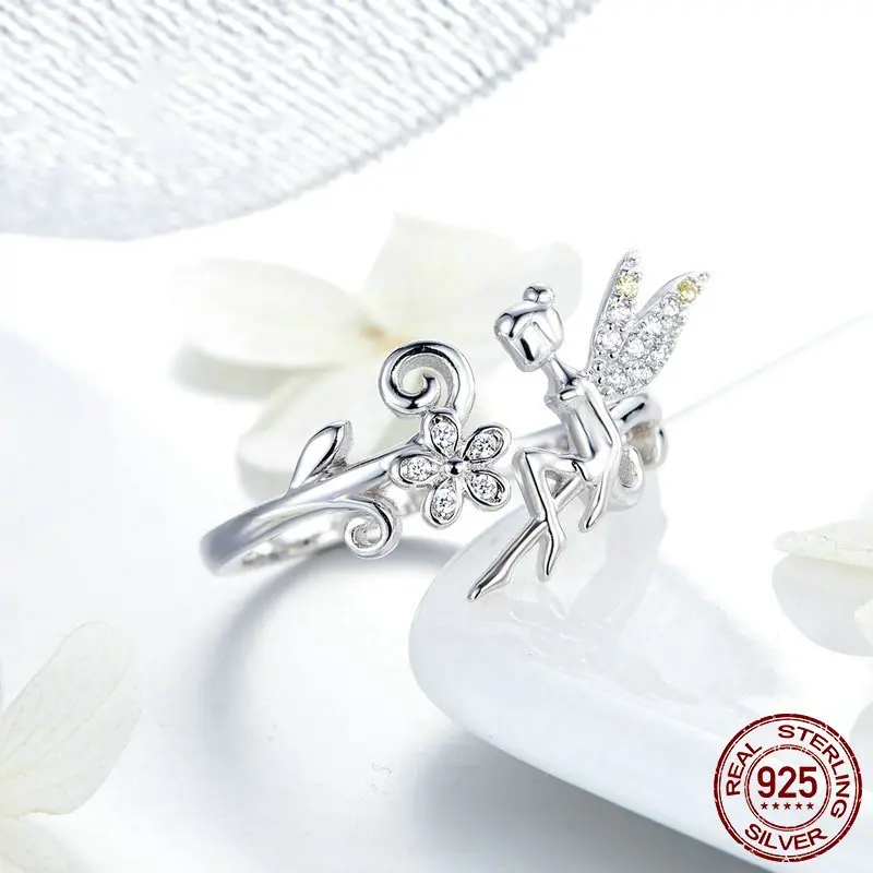Spring Elf Ring Niche Design White Gold Plated