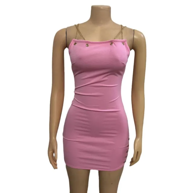 Sexy Metal Chain Bodycon Mini Skirt Pink - Shop at LoveMi