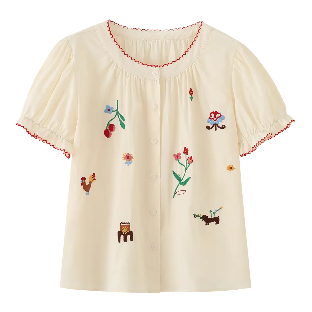 Summer New Sweet Round-neck Short Sleeved Shirt