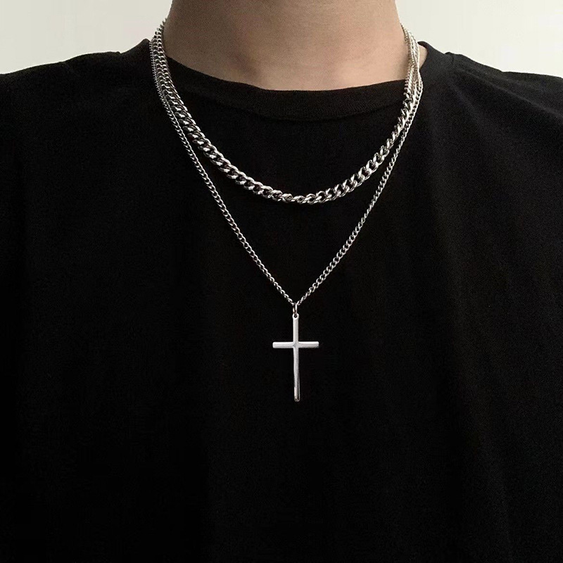Double-layer Cross Necklace For Men Trendy