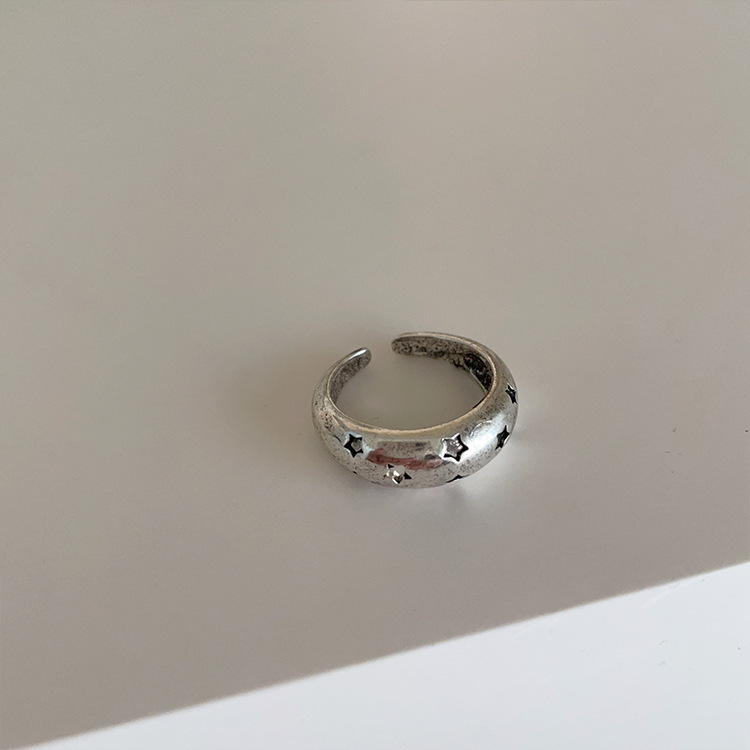 Distressed Retro Pentagram Ring