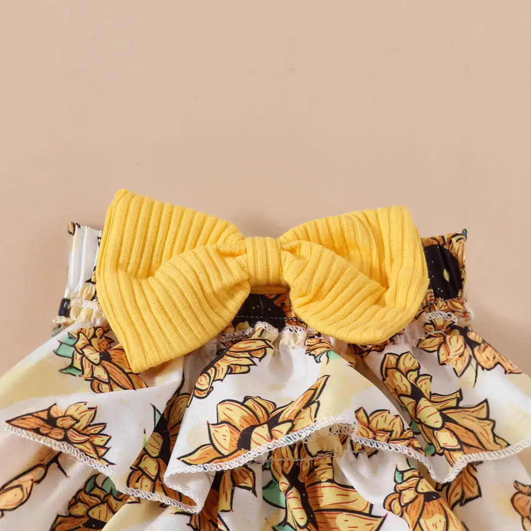 European And American Baby Girl Triangle Ruffled Shorts Suit